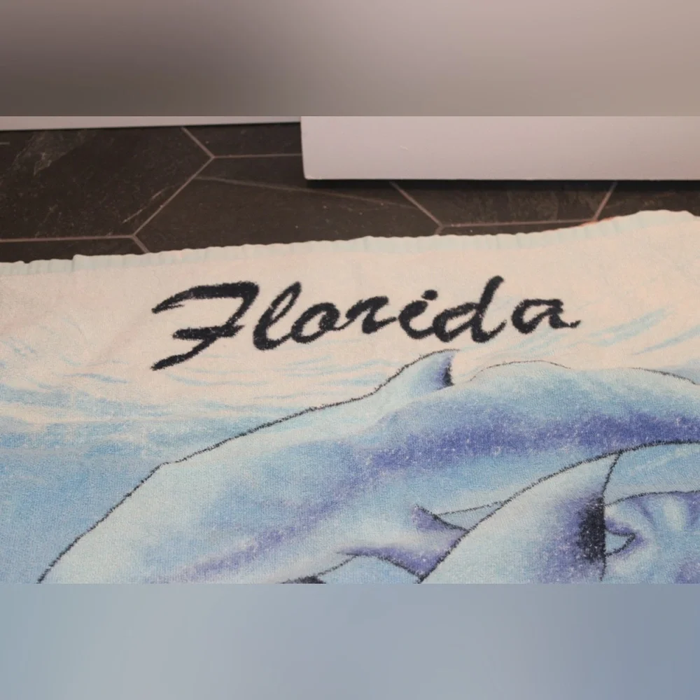 Florida Coral Dolphin-Print Cotton Beach Towel